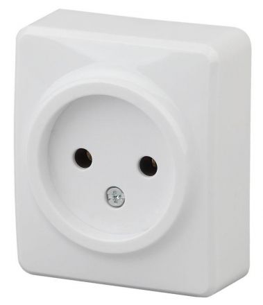 Розетка 2P, 16A-250В, ОУ, Эра Эксперт, белый, 11-2201-01