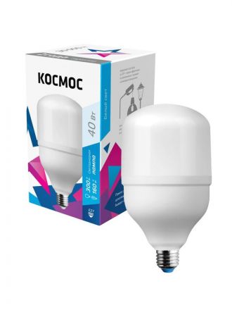 Лампа светодиодная LED 40Вт 220В Е27 D100х189 4500К белый 3650 лм Космос