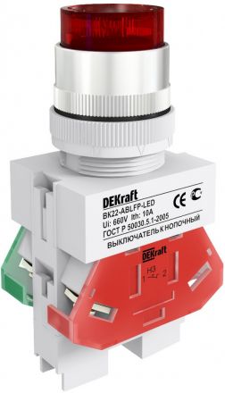 Кнопка красная ABLFP 22мм LED 220В ВK-22