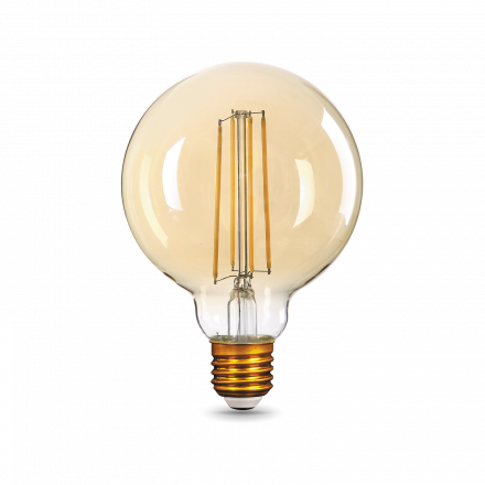 Лампа светодиодная филаментная LED 8 Вт 740 лм 2400К AC185-265В E27 шар G95 теплая золотистая колба Black Filament Gauss