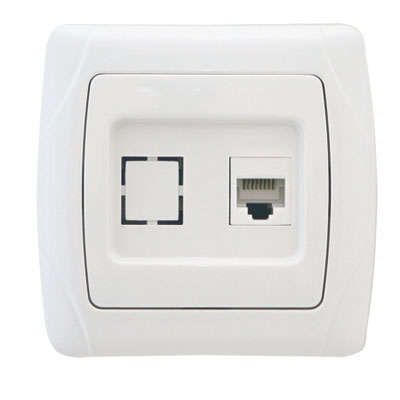 Розетка компьютерная RJ45 скрытая Маргарита белая