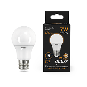 Лампа светодиодная LED 7 Вт 680 Лм 3000К теплая Е27 A60 Black Gauss