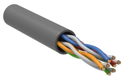 Витая пара U/UTP кат.5E 4х2х24AWG solid LSZH      нг(А)-HF, 305 м, серый