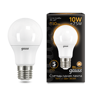Лампа светодиодная LED 10 Вт 880 Лм 3000К теплая Е27 A60 Black Gauss