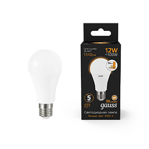 Лампа светодиодная LED 12 Вт 1140 Лм 3000К теплая Е27 A60 шаг. диммирование Black Gauss