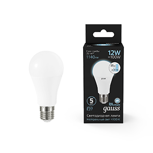 Лампа светодиодная LED 12 Вт 1140 Лм 4100К белая Е27 A60 шаг. диммирование Black Gauss