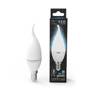 Лампа светодиодная LED 6.5 Вт 550 Лм 4100К белая Е14 Свеча на ветру Black Gauss