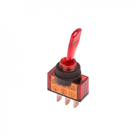 Тумблер 12V 20А (3c) ON-OFF однополюсный  с красной подсветкой  REXANT