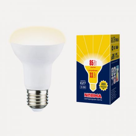 Лампа светодиодная Форма Рефлектор матовая Серия Norma Теплый белый свет (3000K) LED-R63-11W/3000K/E27/FR/NR