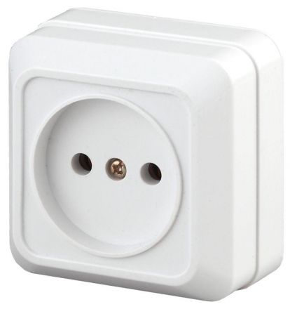 Розетка 2P, 16А-250В, ОУ, б.м.п., Quadro, белый, 2Э-201-01