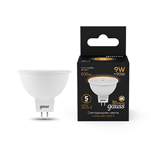 Лампа светодиодная LED 9 Вт 830 Лм 3000К теплая GU5.3 MR16 Black Gauss
