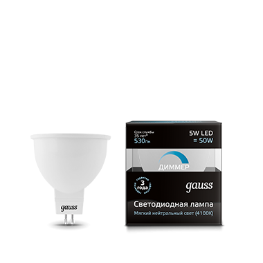 Лампа светодиодная LED 5 Вт 530 Лм 4100К белая GU5.3 MR16 диммируемая Black Gauss