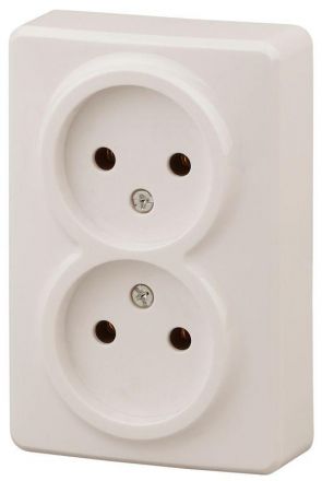 Розетка 2х2P, 16A-250В, ОУ, Эра Эксперт, сл.кость, 11-2202-02