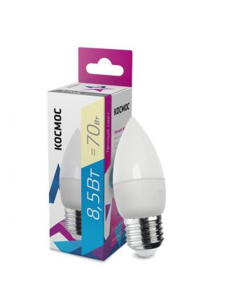 Лампа светодиодная LED 8.5Вт CN 220В Е27 D37x99 3000K 720 лм теплый Космос