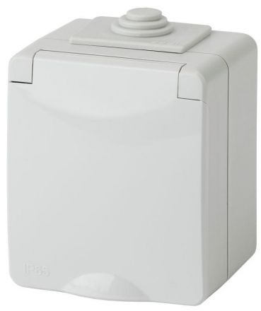 Розетка 2P+E IP65, шторки, 16A-250В, ОУ, Эра Эксперт, серый, 11-2602-03